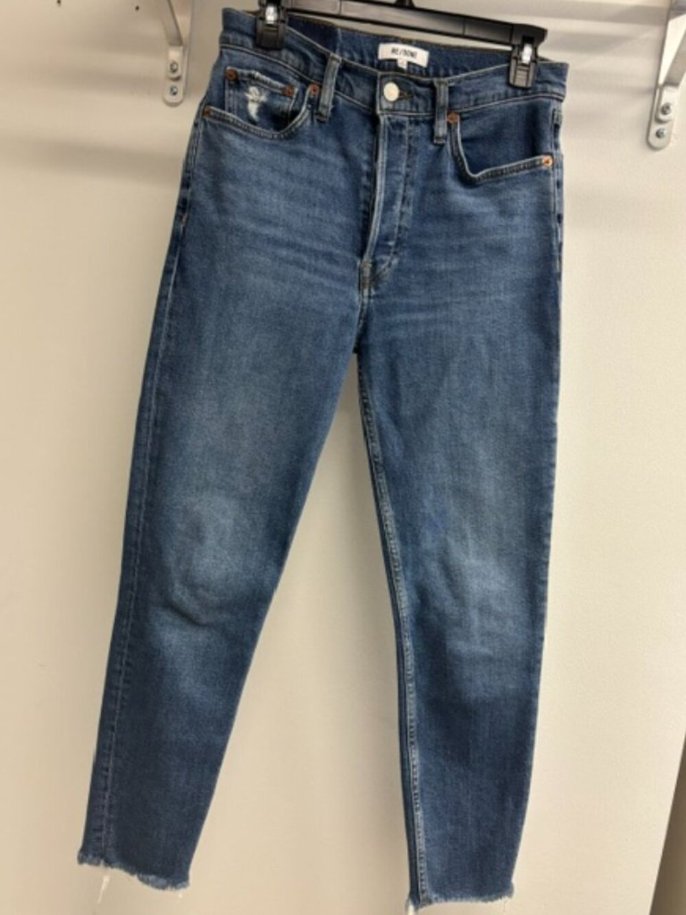 RE/DONE Skinny Jeans – Size 28 Button Fly Frayed Ankle Edges